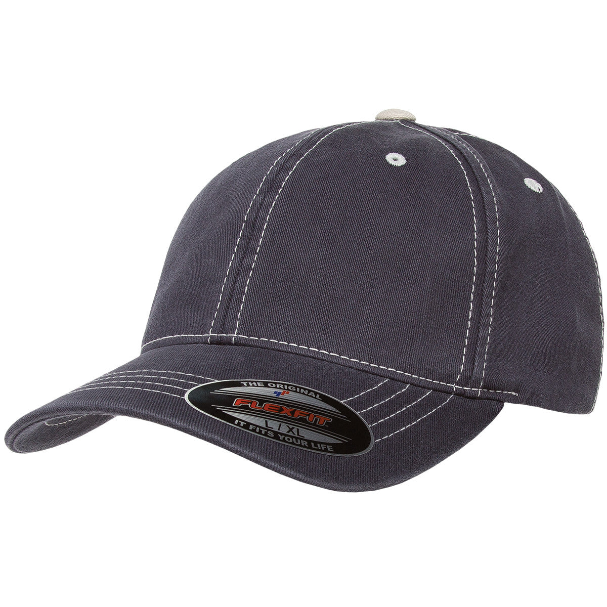 Flex Fitted Baseball Cap Hat - Navy Blue, Small-Medium