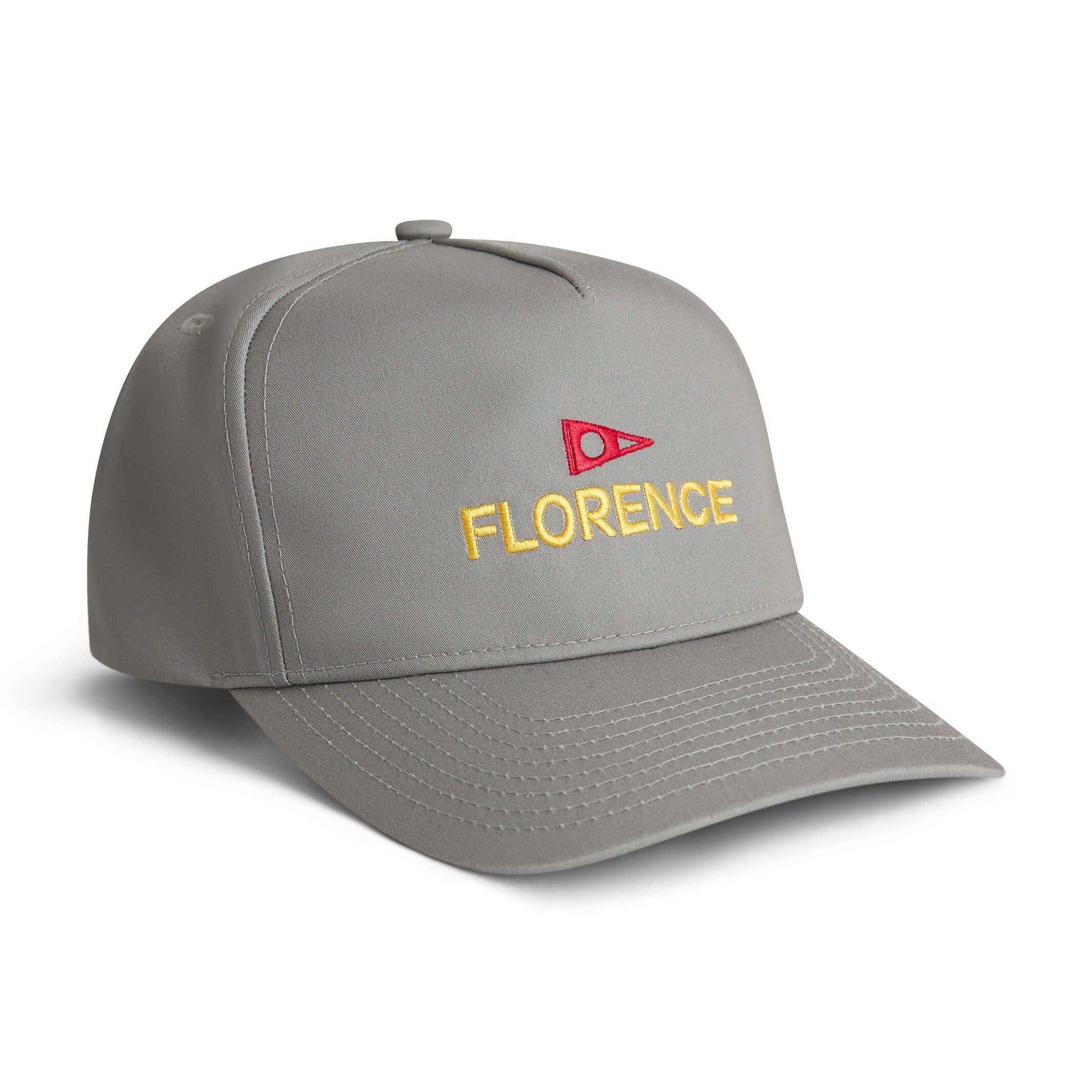 Front three-quarter view of the Florence Marine X Logo Twill Hat in Khaki